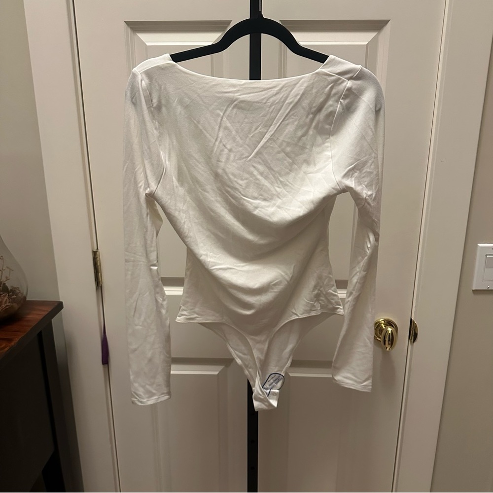Good American STRETCH JERSEY U RING BODYSUIT in Ivory Size 2 NEW - Picture 11 of 16